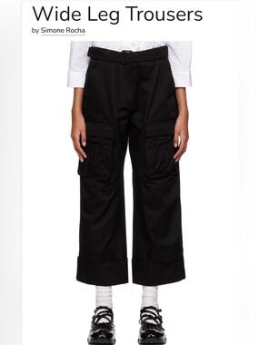 Simone Rocha Black Wide-Leg Cargo Trousers
